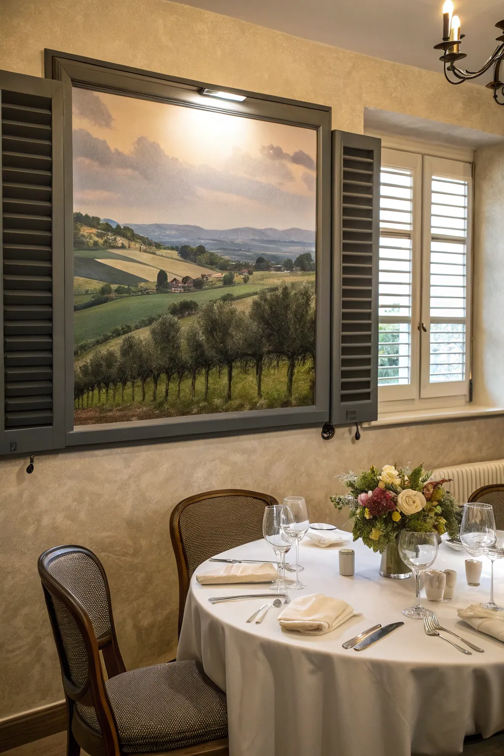 Faux shutters add charm and dimension to any fake window.