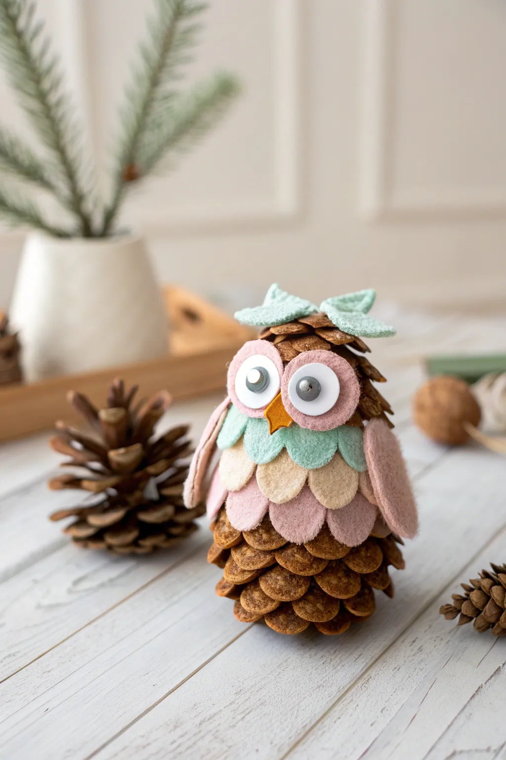 Delight in the simplicity of nature with this charming pinecone owl, the perfect fall craft for little hands.