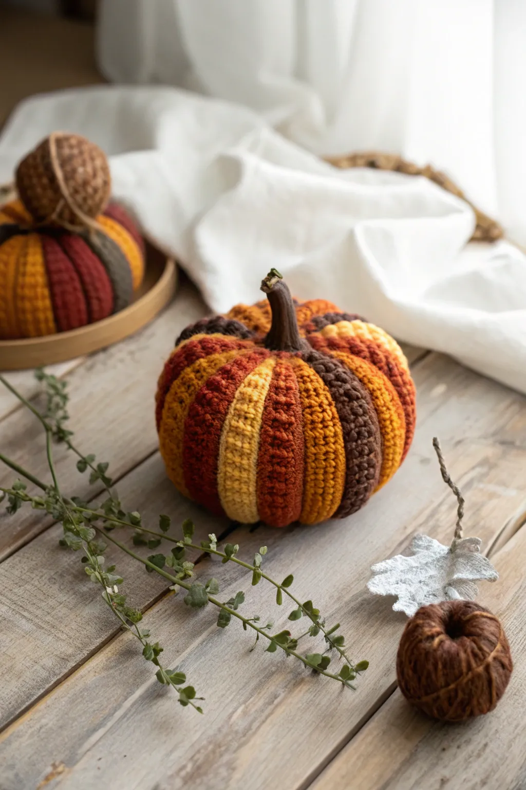 Embrace autumn's charm with a handcrafted plaid pumpkin, where cozy meets chic in your fall decor.
