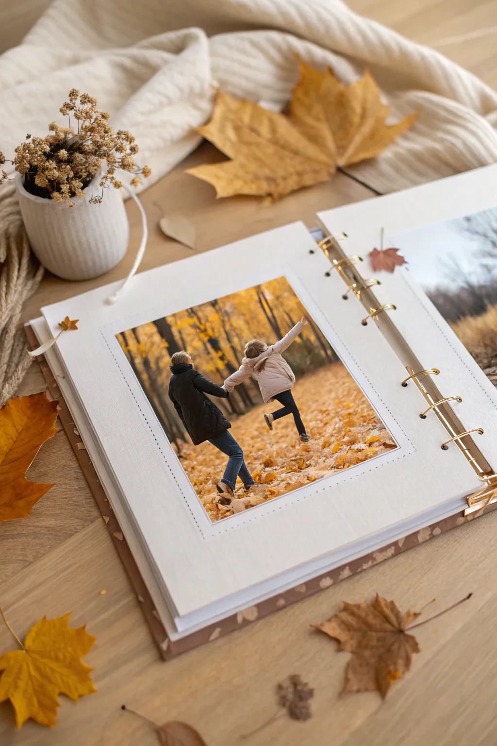 Capture the joy of fall adventures with minimalist scrapbook charm.
