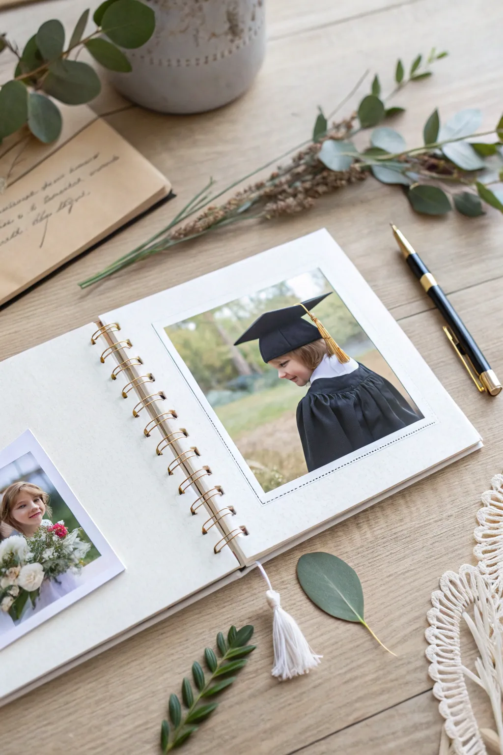 Celebrate milestones with minimalist elegance—highlighting life's proud moments through the art of scrapbooking.