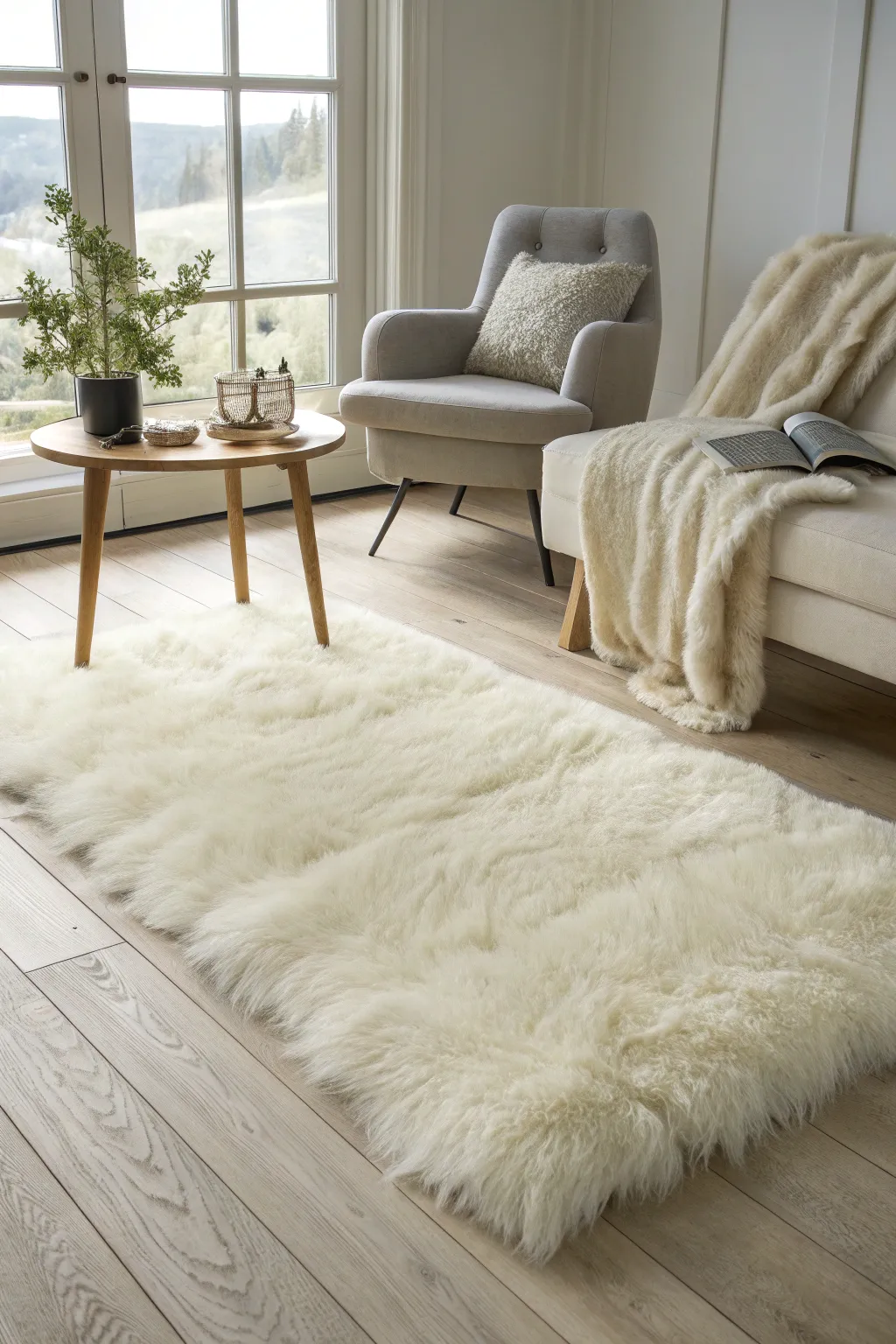 Transform your space with the cozy elegance of a faux fur rug, where simplicity meets warmth.