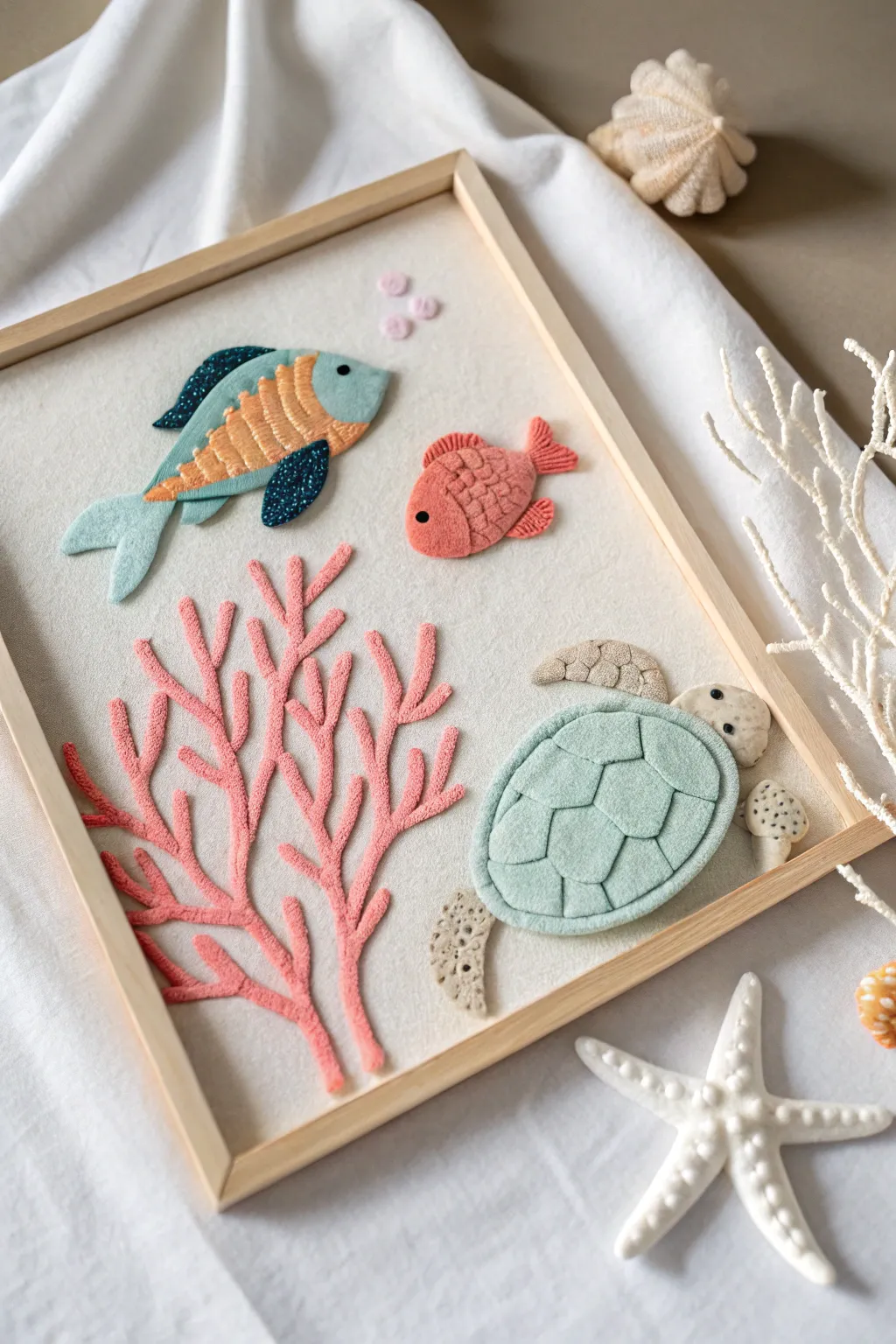 Explore the serene beauty of the ocean with this handcrafted underwater flannel board—where learning meets artful decor.