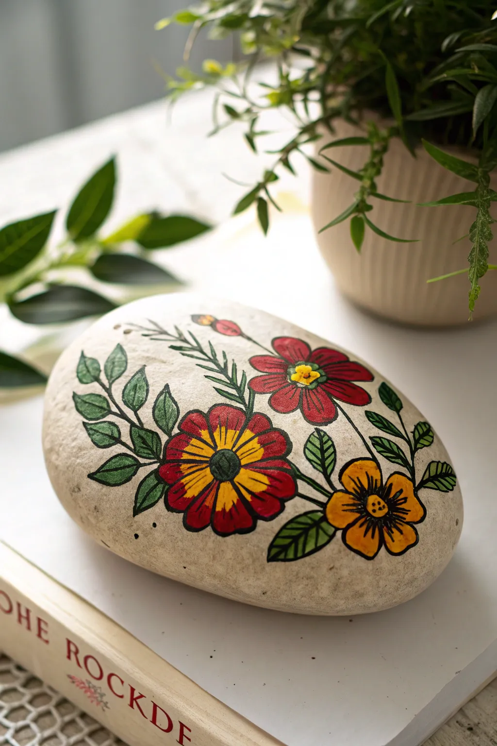 Embrace the beauty of nature with outlined elegance on stone.