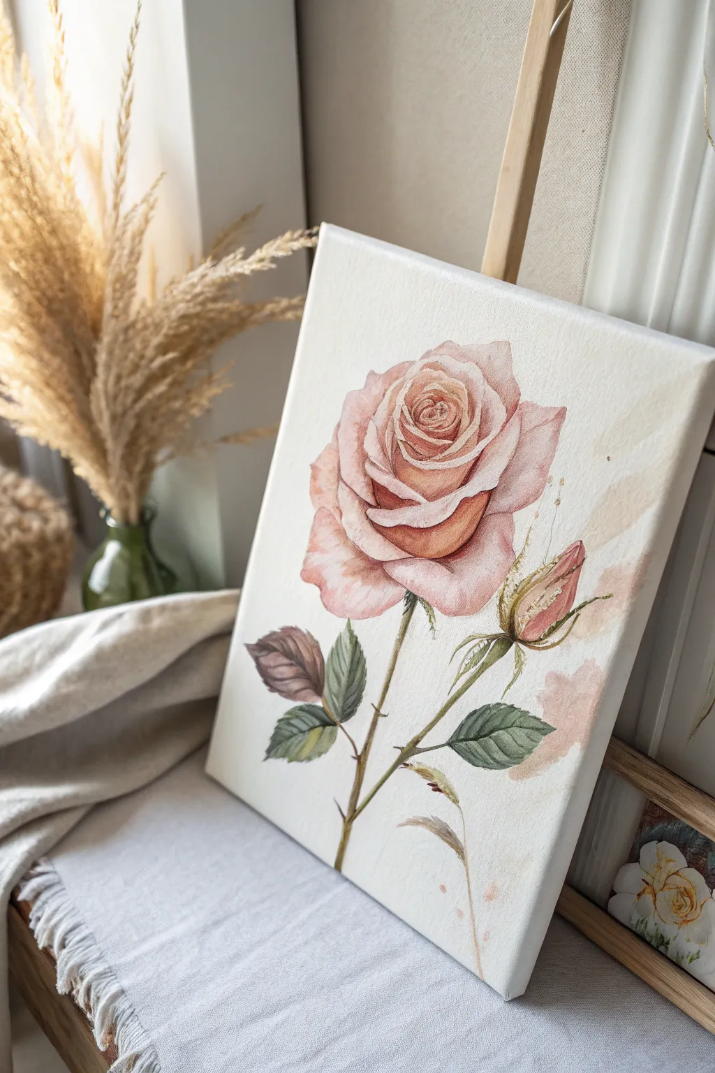 Embrace the art of simplicity with a beautifully crafted 3D rose painting.