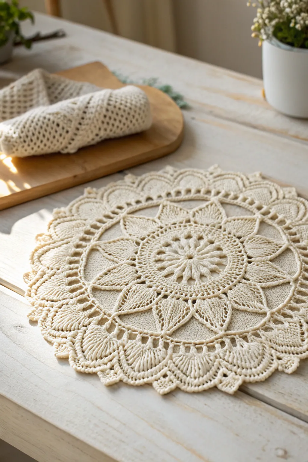 Add a touch of vintage elegance with this beautifully crafted crochet doily.