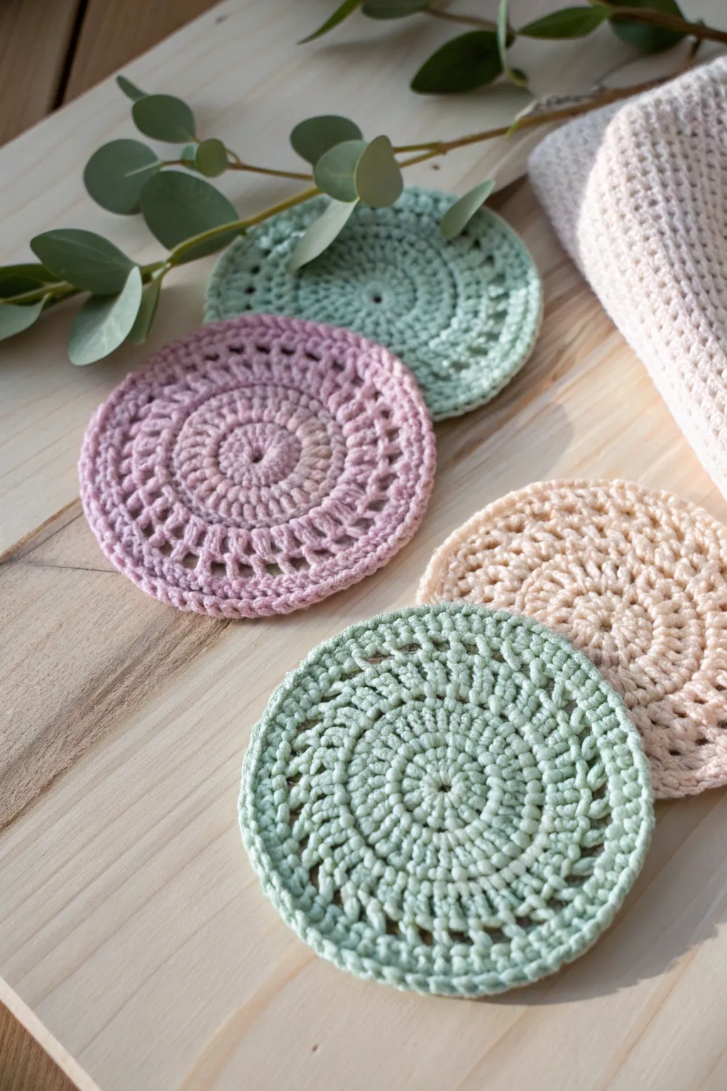 Add a splash of color and charm to your table with these delightful crochet coasters! 🌿✨ #HandmadeBeauty #CrochetCrafts
