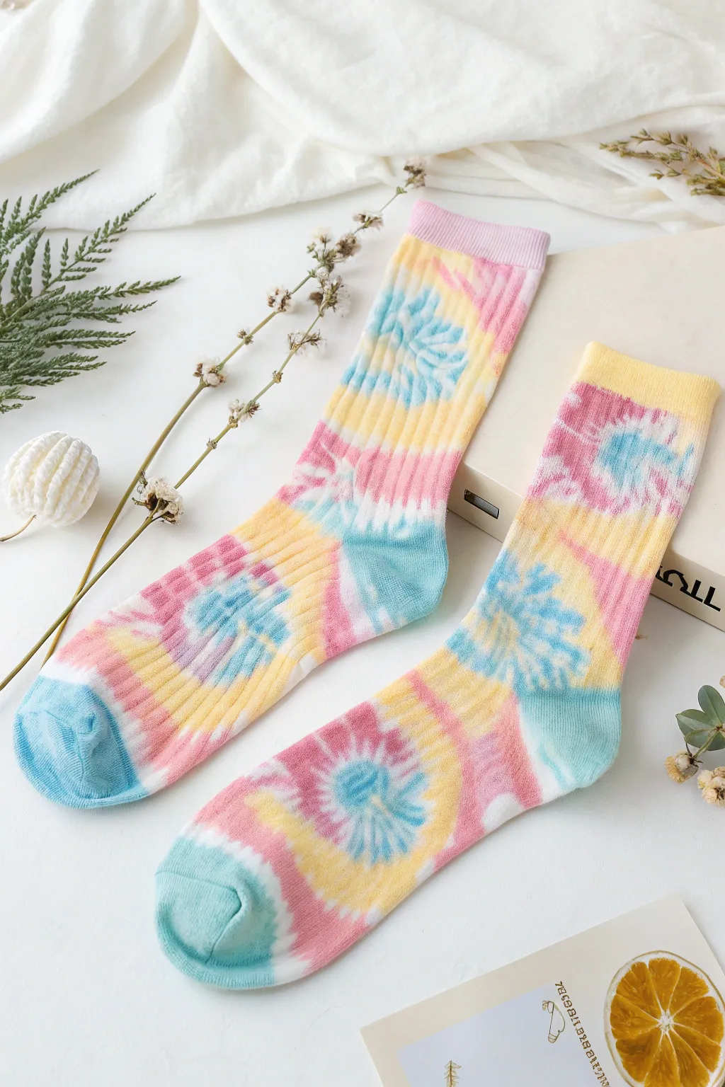 Step into a world of color with these charming tie-dye socks!