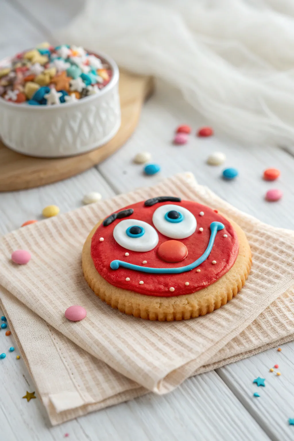 Bring a smile to your table with this adorable silly face cookie, where Scandinavian simplicity meets playful creativity.
