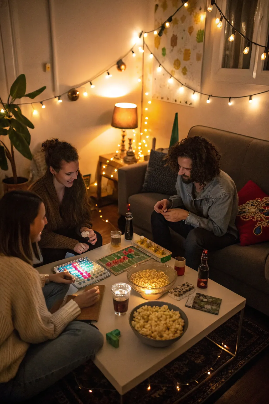 Soft lighting sets the perfect mood for an enjoyable game night.