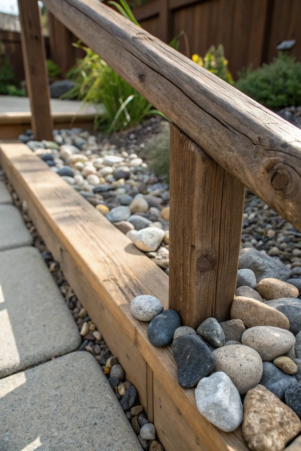 Elevate your garden aesthetic with a handrail that blends rustic charm and natural elegance.