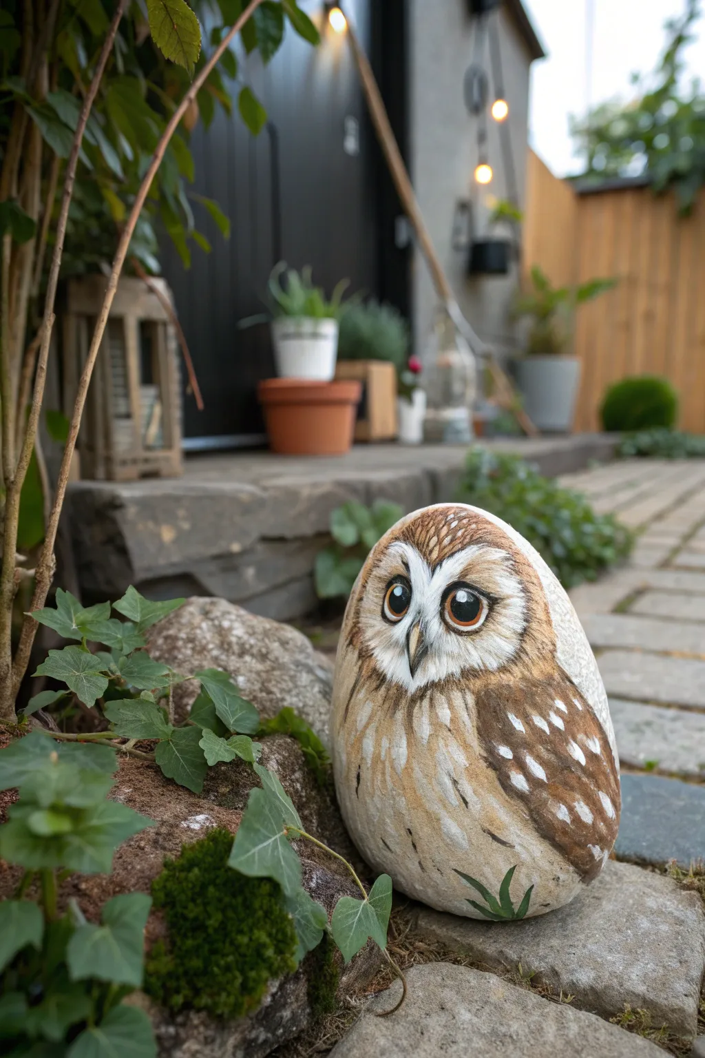 Bring your garden to life with charming owl rock art, where simplicity meets natural beauty.