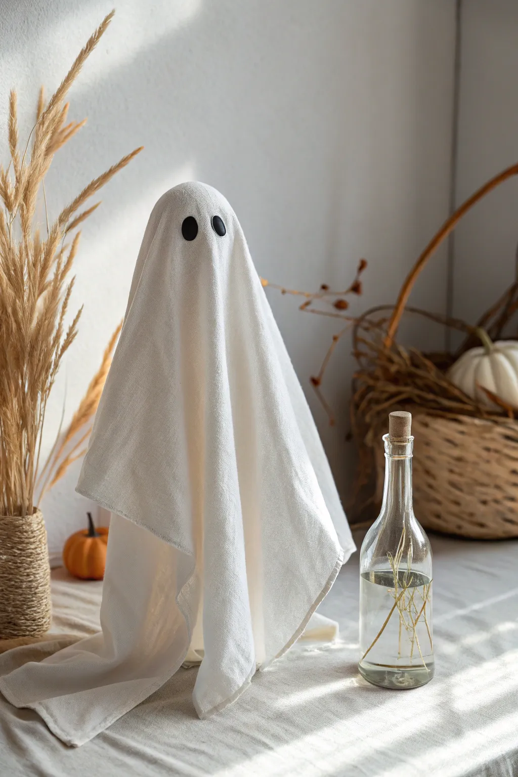 Capture the whimsical dance of this ethereal cheesecloth ghost, where minimalist elegance meets handcrafted charm.