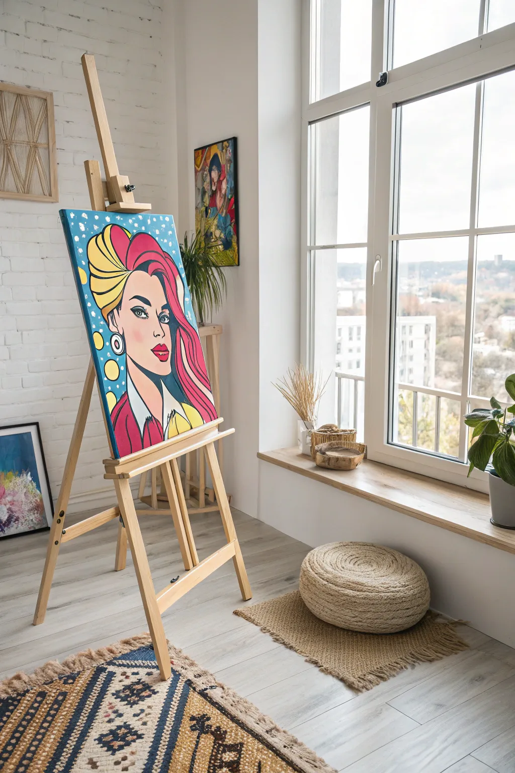Discover the vibrant energy of pop art in your minimalist space, where bold colors meet Scandinavian elegance.