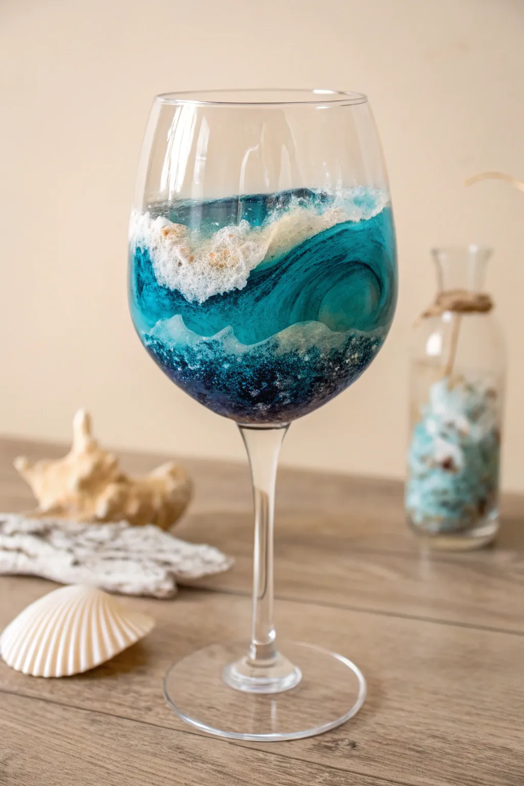 Transform your wine moments with the enchanting oceanic charm of resin art.