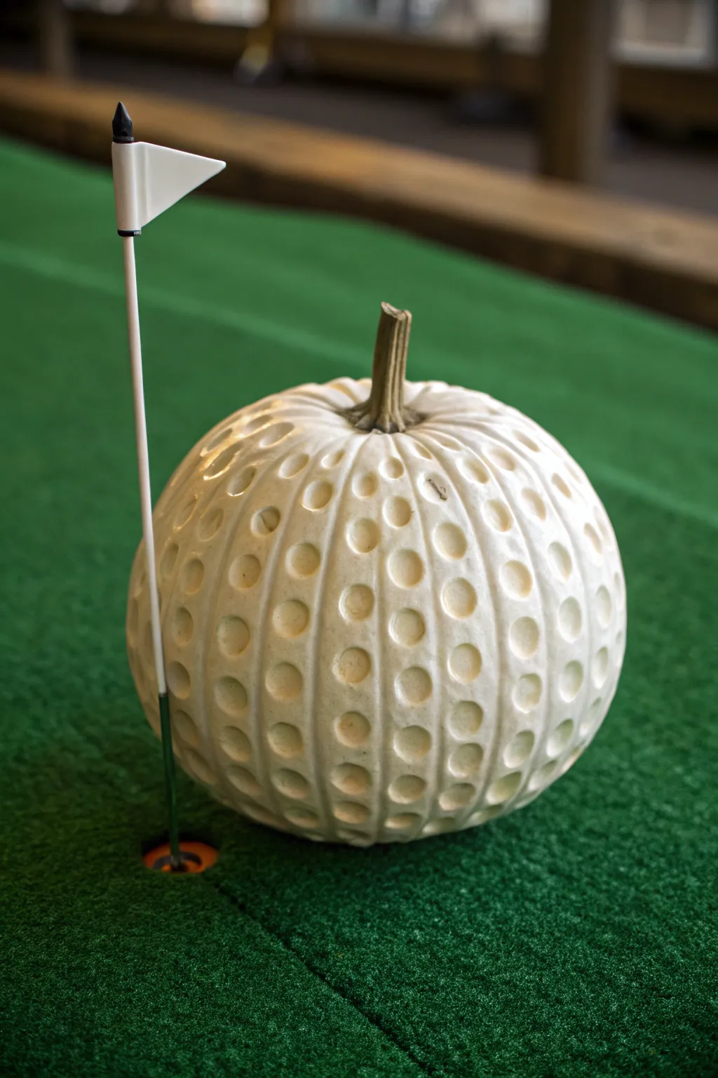 Elevate your fall decor with a golf ball pumpkin masterpiece: where craftsmanship meets creativity on the green.