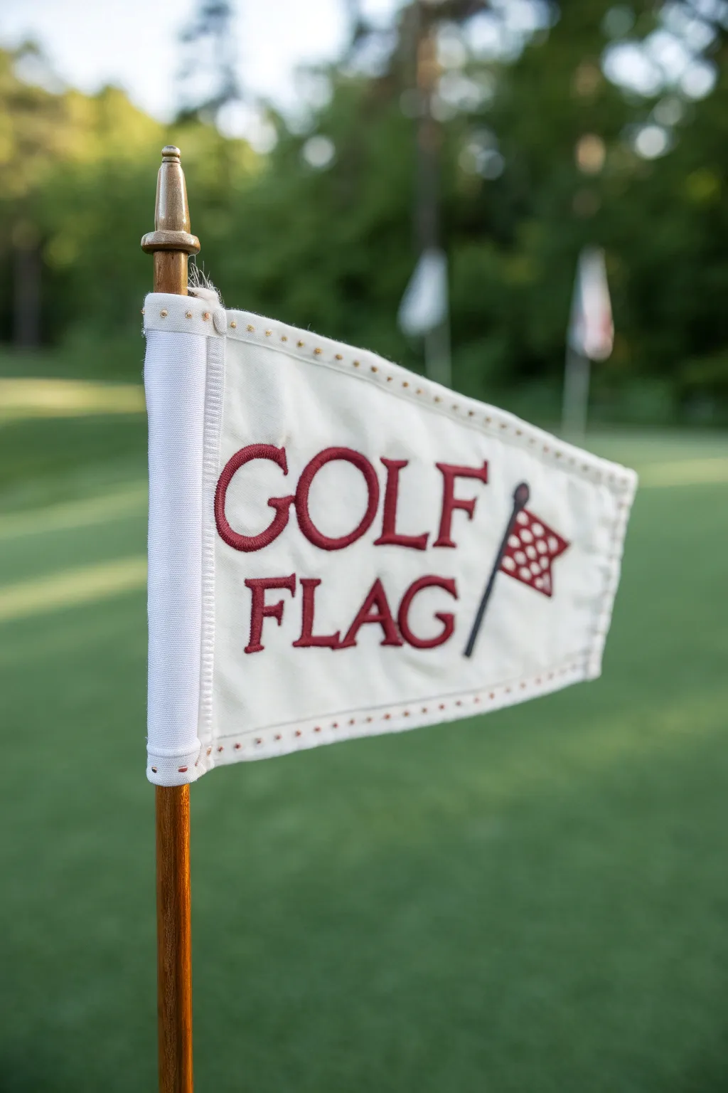 Mark the day with style: A handcrafted golf flag for your special occasion.