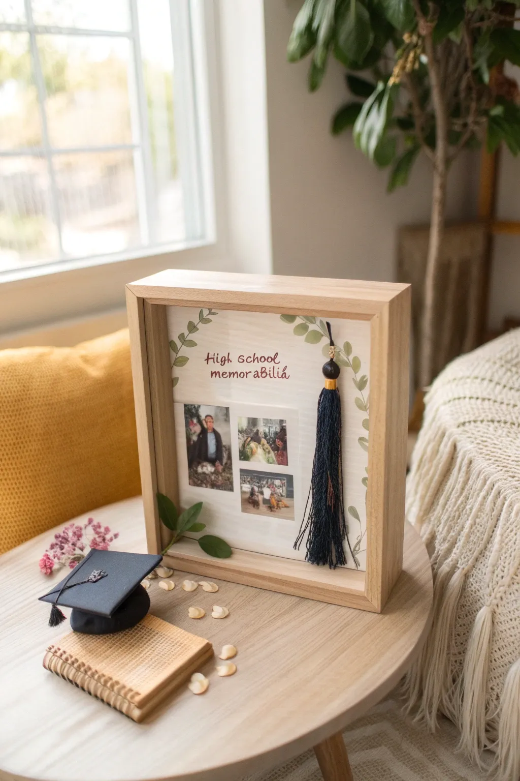 Capture the essence of high school memories with a minimalist keepsake shadow box.