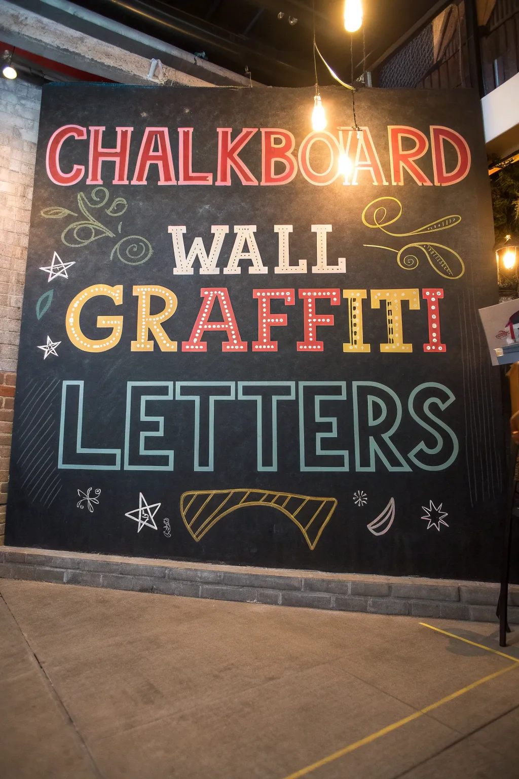 Unleash your creativity with ever-changing graffiti art on a chalkboard canvas.