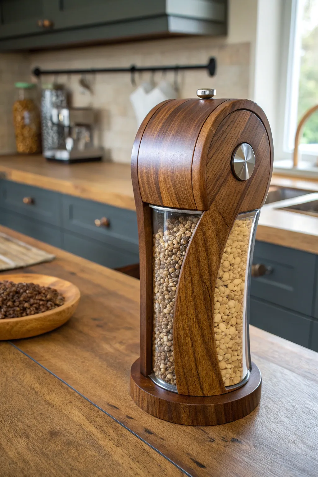 Elevate your kitchen efficiency with this artisanal grain dispenser, combining functionality with timeless craftsmanship.