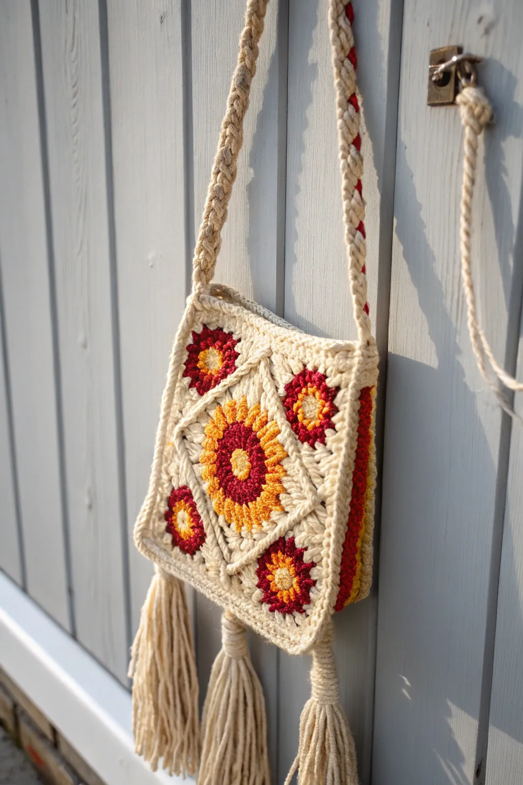 Elevate your style with this sunburst crossbody bag—where vibrant craftsmanship meets minimalist elegance.