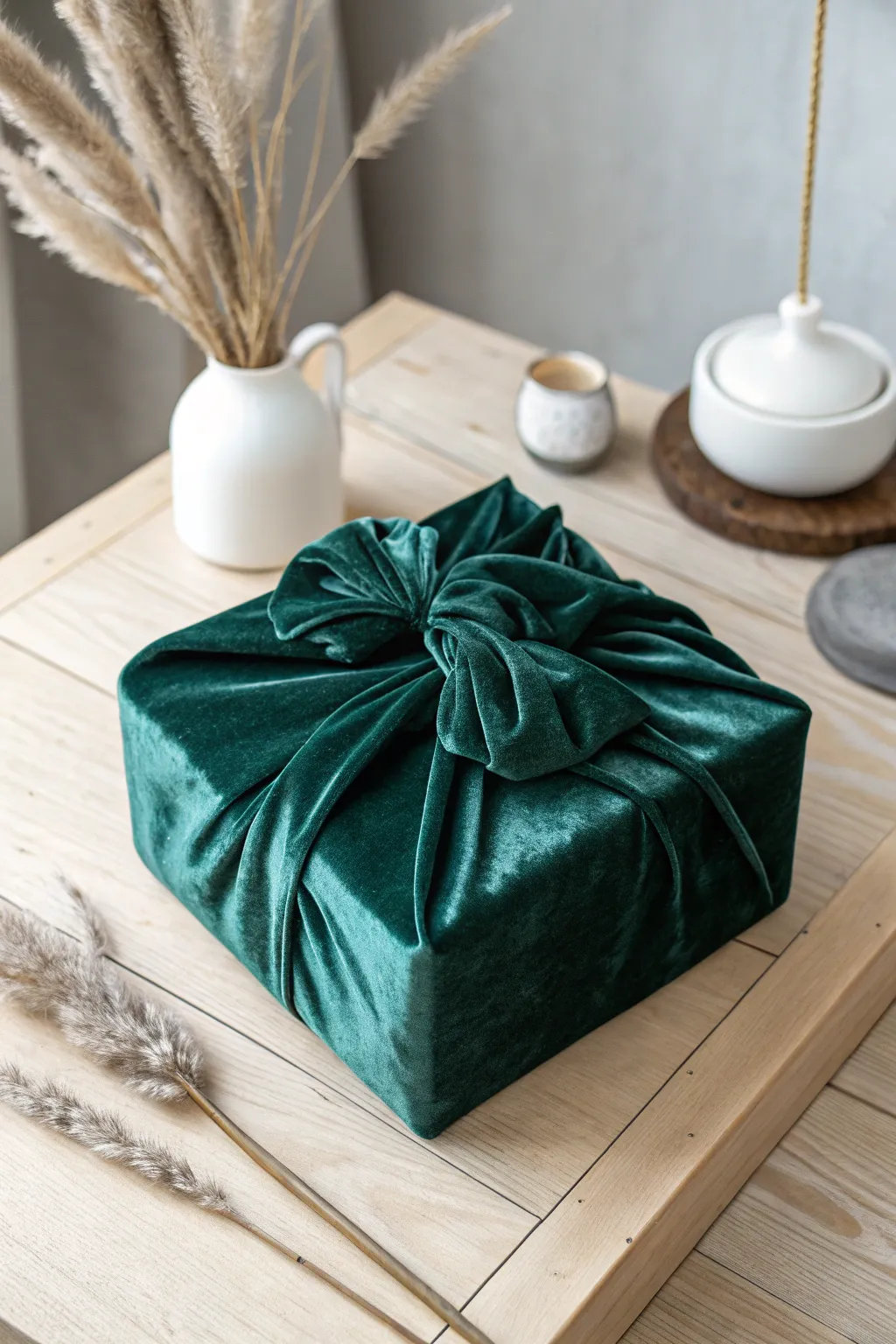 Embrace simplicity with a velvet-wrapped gratitude box, perfect for adding warmth and elegance to your space.