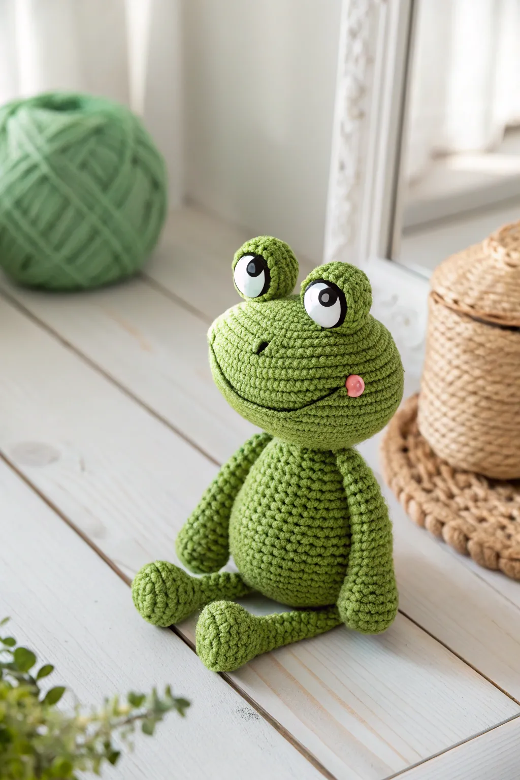 Embrace the charm of handcrafted whimsy with this delightful frog amigurumi.