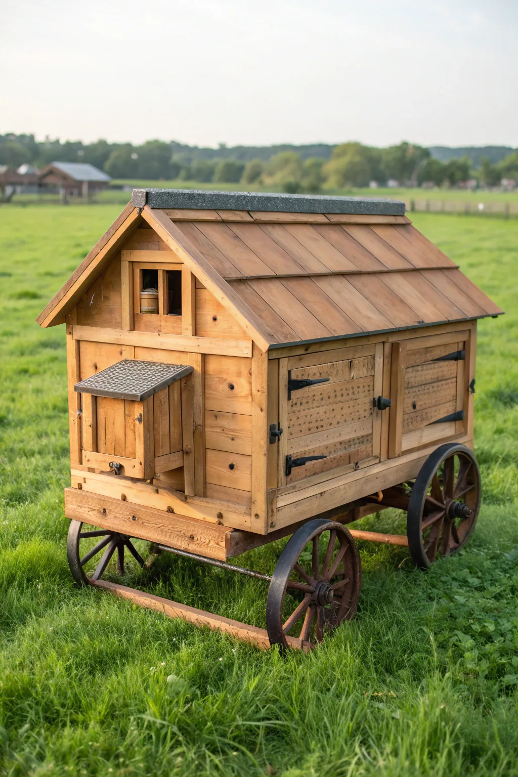 Elevate your backyard with a masterfully crafted mobile coop, offering both style and functionality for your guinea fowl.