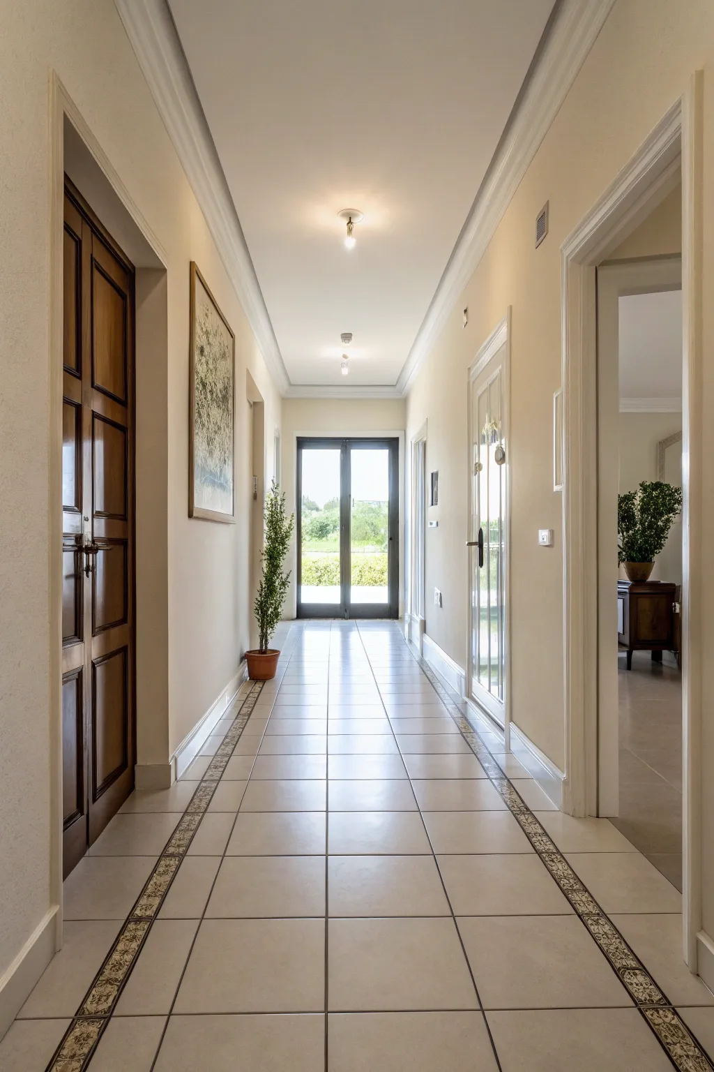 Minimalist tiles provide a clean and serene look.