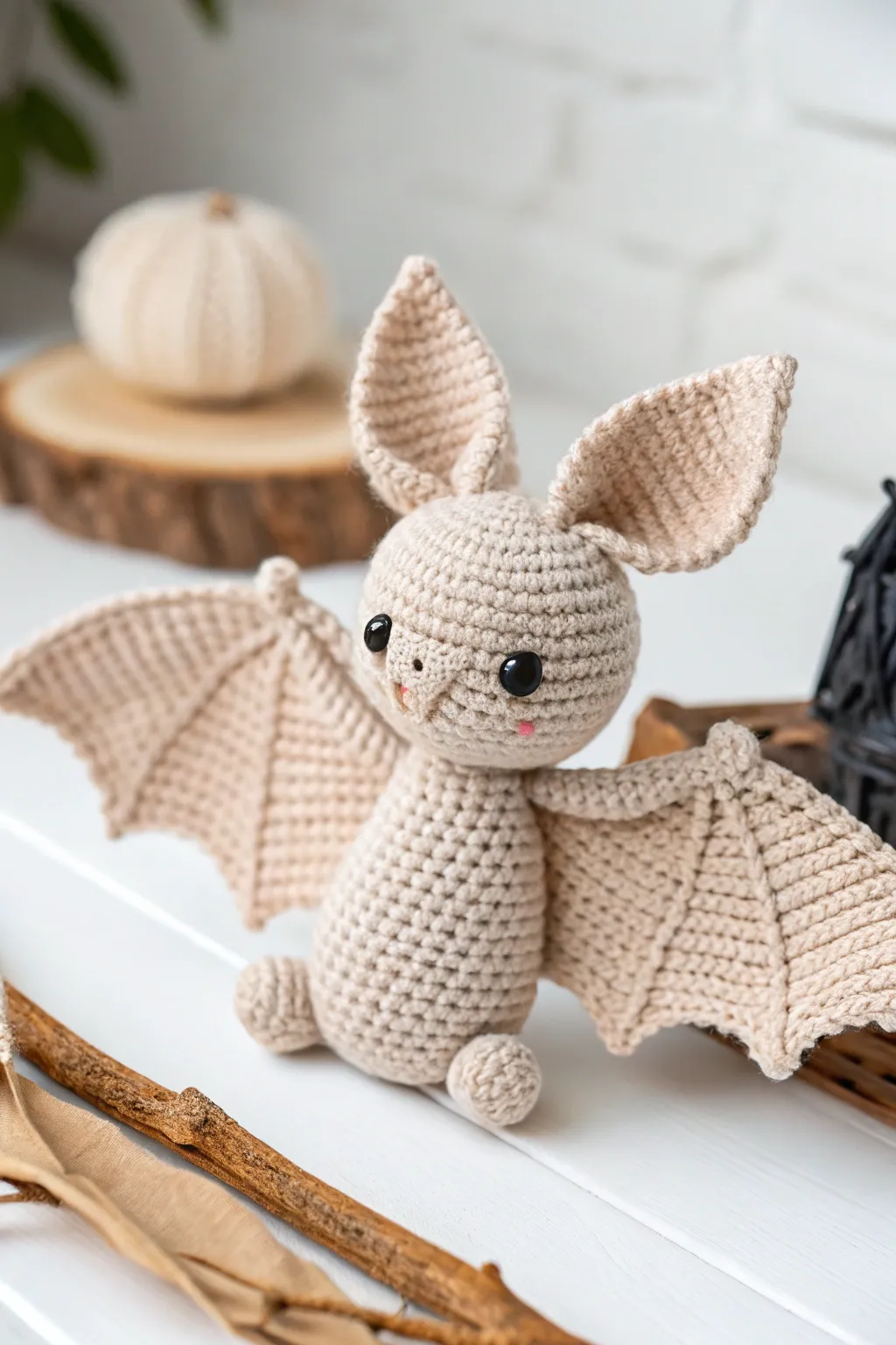 Crafted with love: This charming crochet bat adds a touch of whimsy to any space.