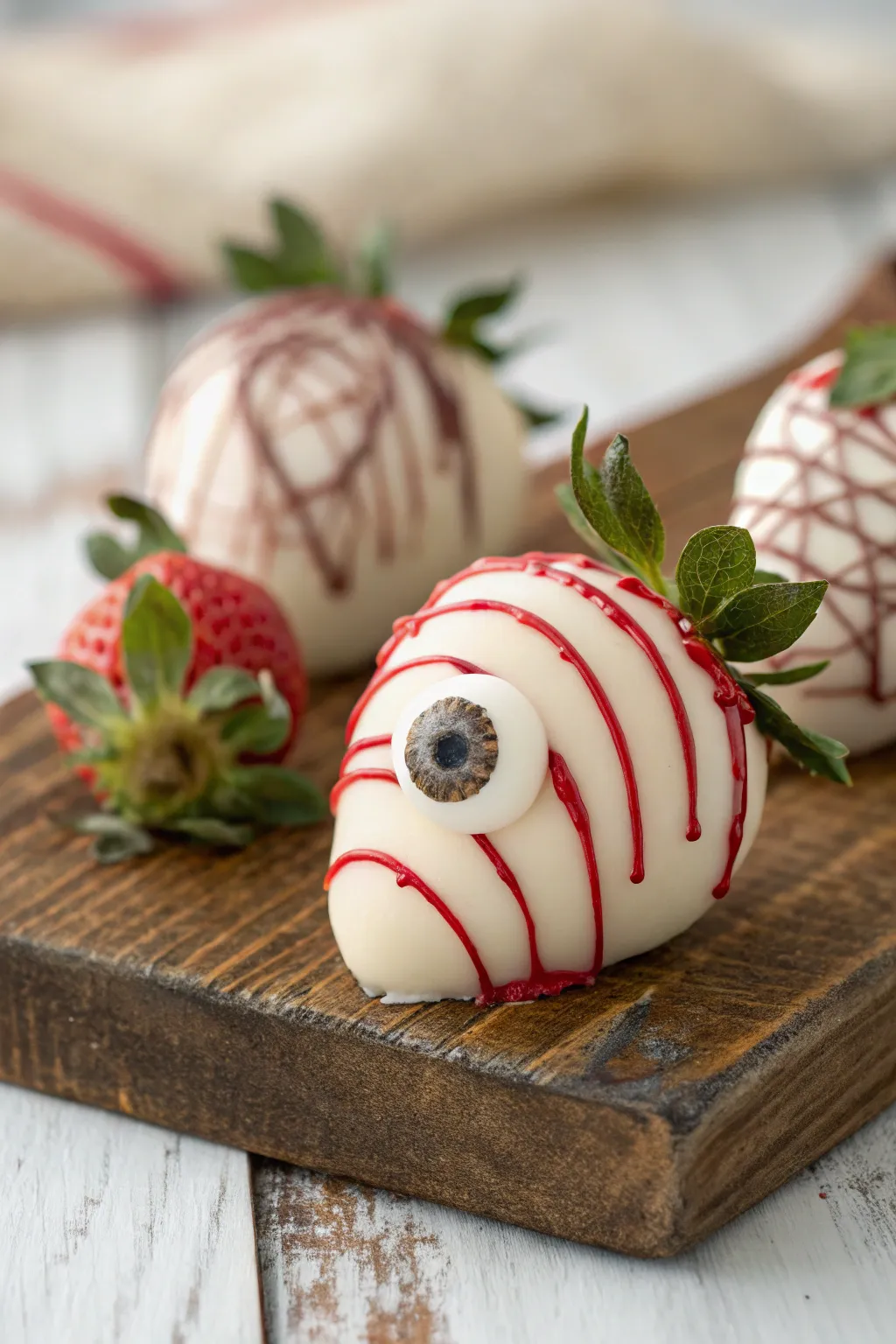 Eye-catching Halloween treat: Dive into the sweet eeriness of handcrafted eyeball strawberries!