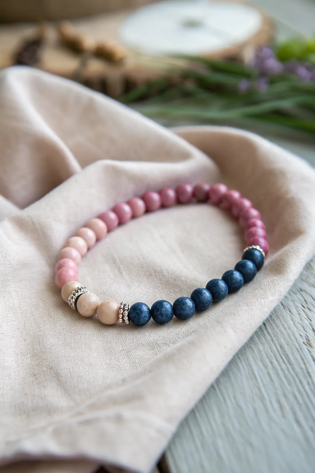 Embrace the beauty of simplicity with this ombre beads bracelet, a perfect blend of Scandinavian minimalism and Boho elegance.