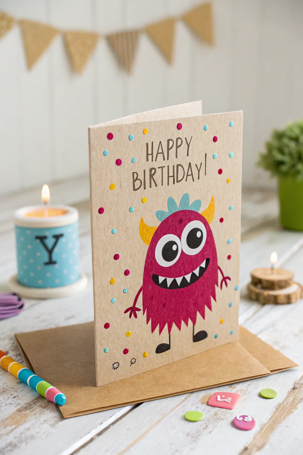 Bring joy to birthdays with this whimsical Monster Fun Card!