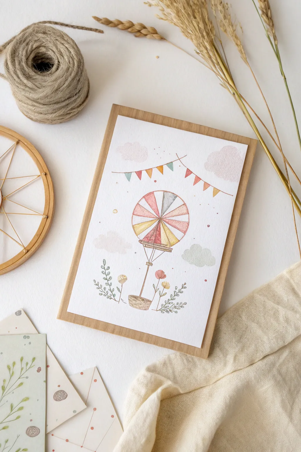 Delight in the charm of a handcrafted spinner card - a playful twist on minimalist elegance.