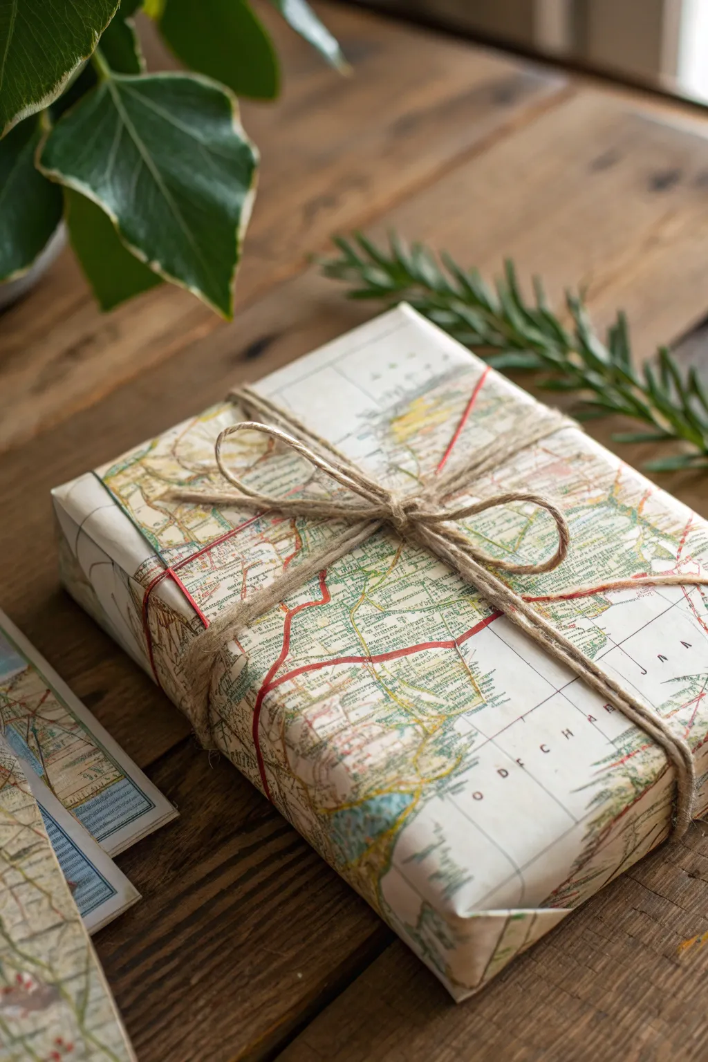Wrap your gifts in adventure with vintage map paper for a charming, personal touch.