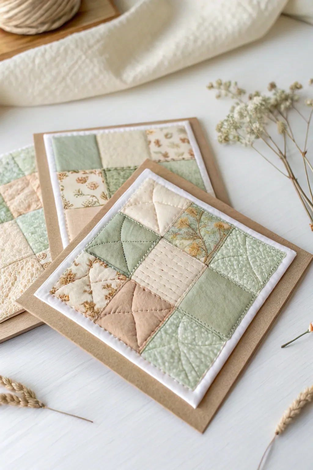 A touch of warmth and creativity: Handmade patchwork card to delight your loved ones.