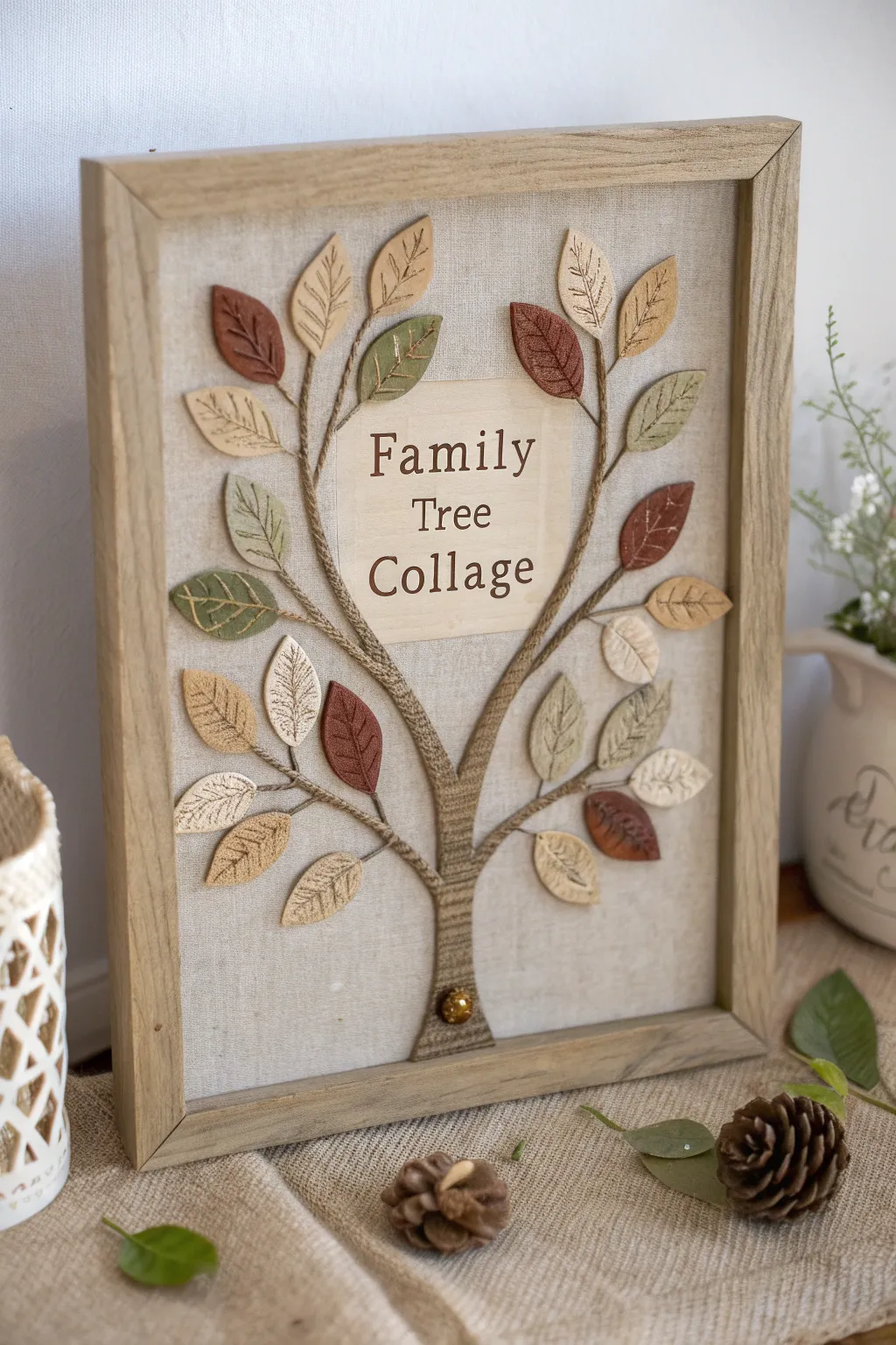 Celebrate family bonds with a handcrafted family tree collage, a perfect blend of simplicity and heartfelt artistry.