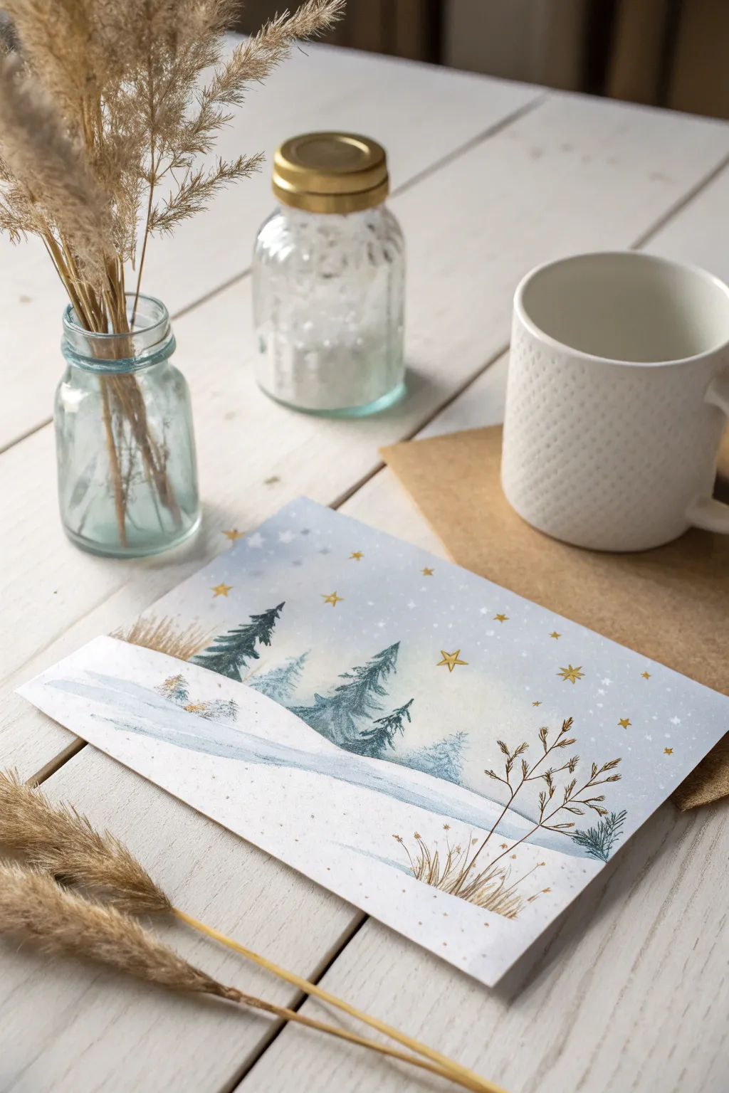 Embrace the art of simplicity with hand-painted holiday cards, a perfect blend of personal touch and natural beauty.