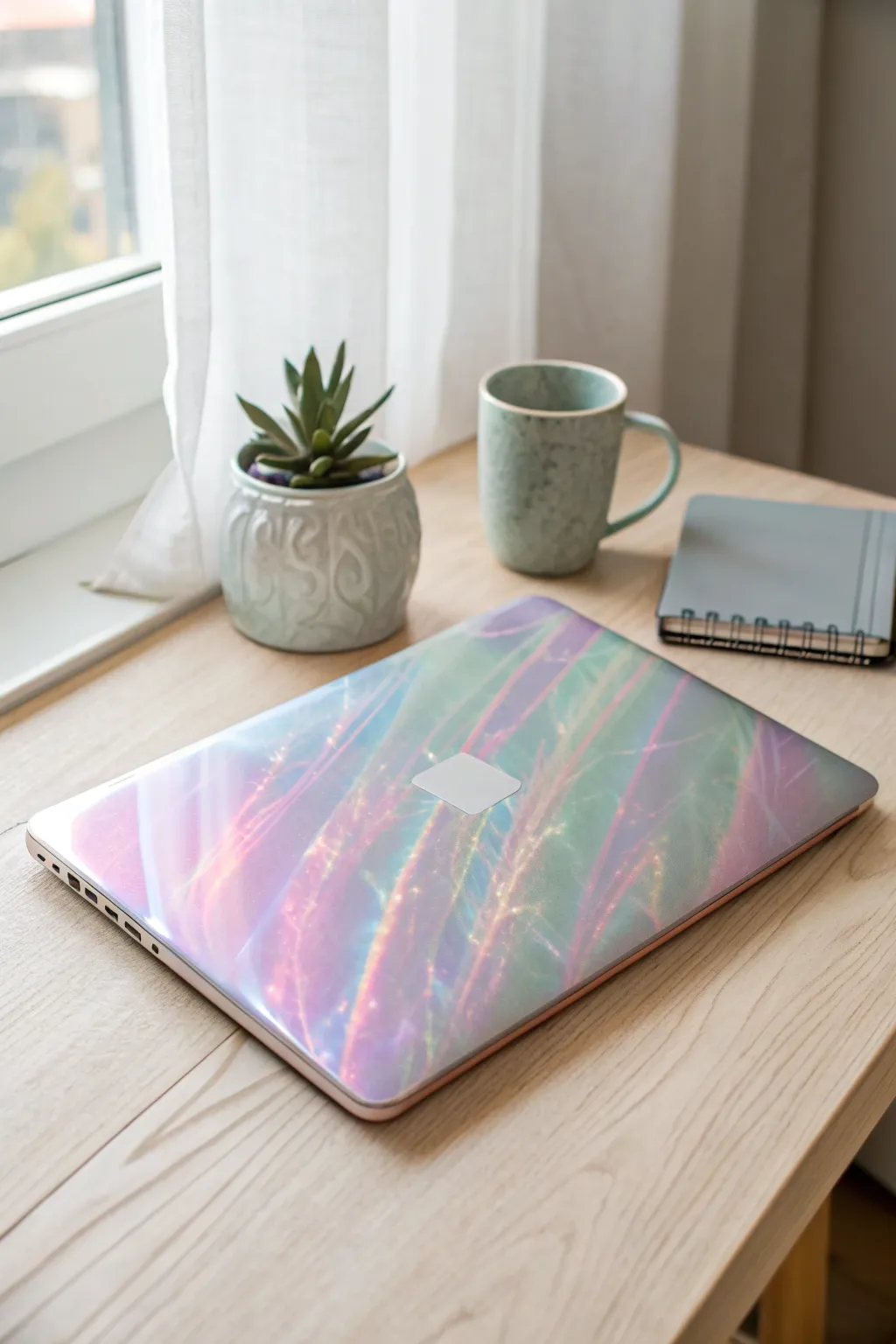 Transform your tech with a touch of holographic elegance! 🌈✨ #ScandiBoho #MinimalistBeauty