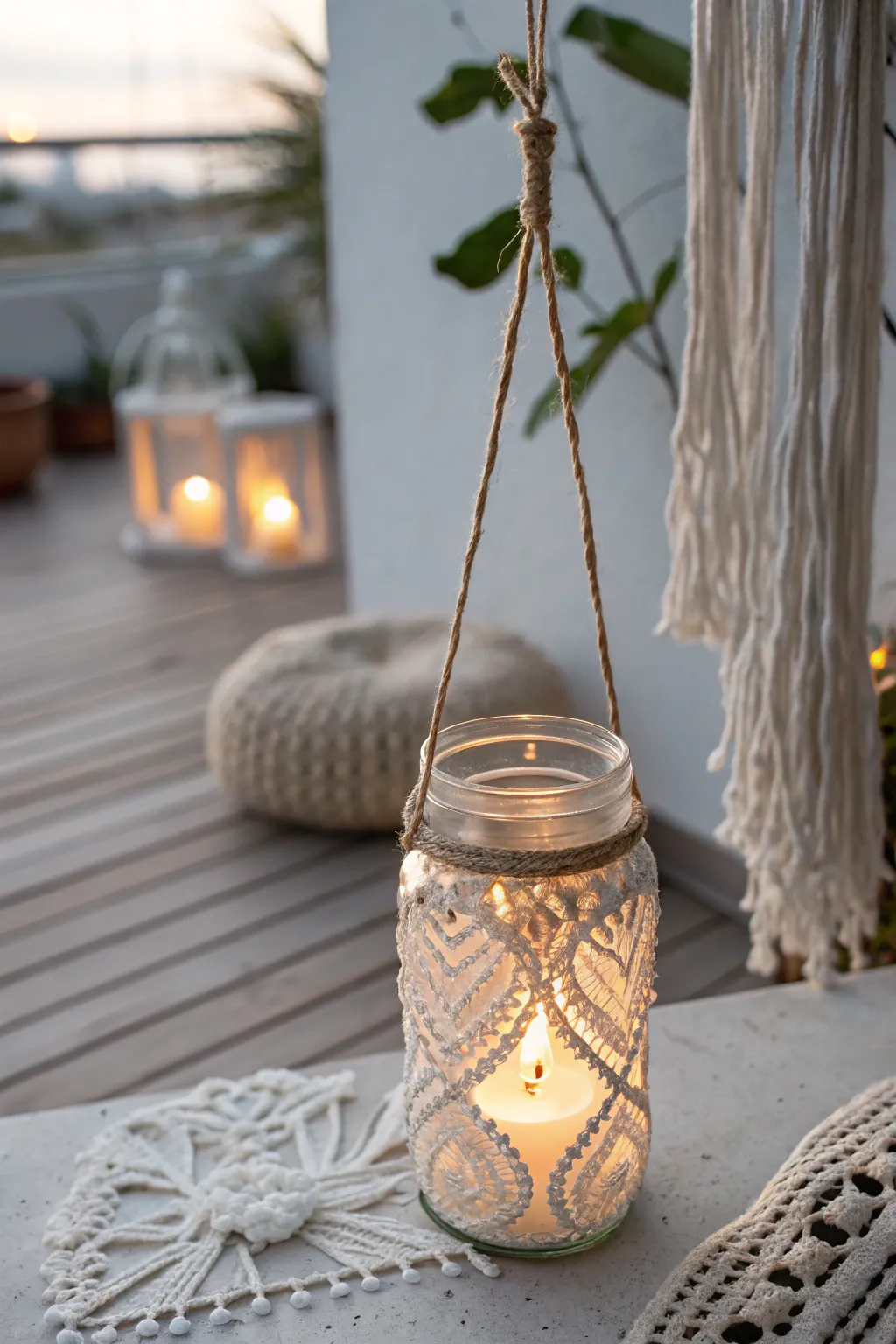 Illuminate your space with the simple elegance of a mason jar lantern, perfect for cozy evenings.