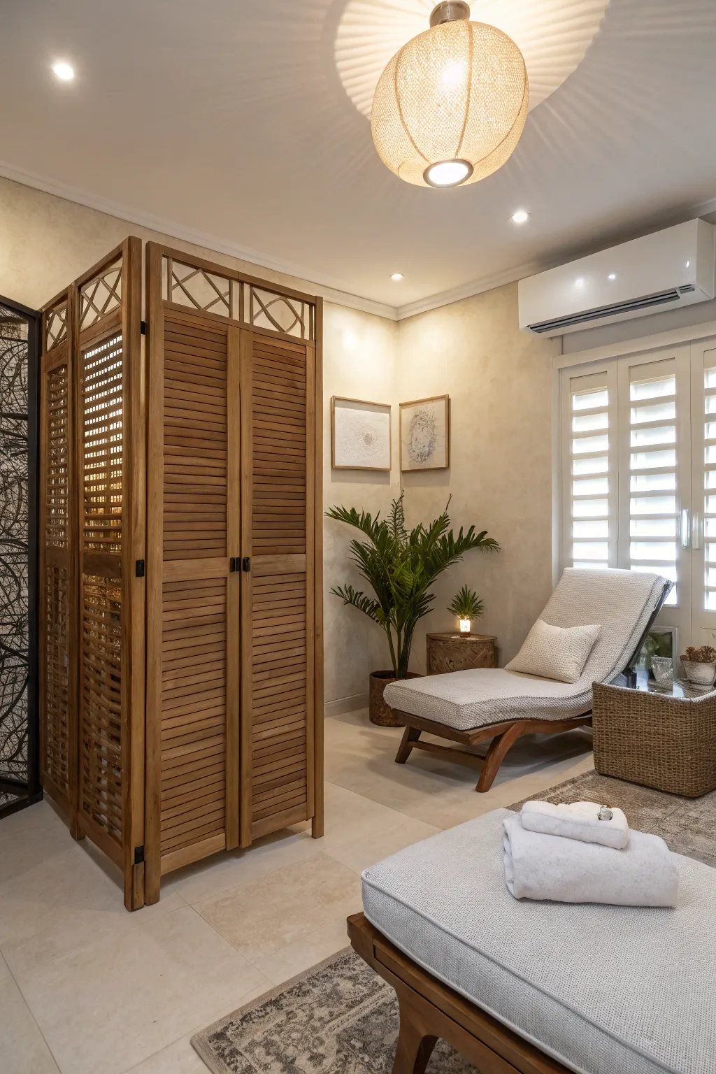 Privacy screens lend elegance and privacy.