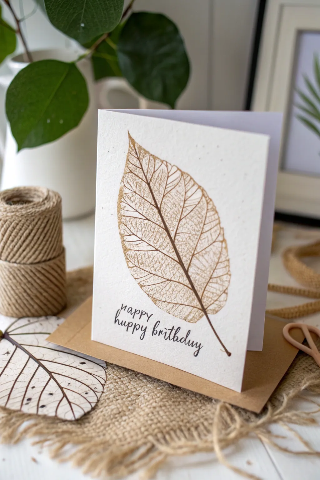 Celebrate naturally with handcrafted leaf-print birthday cards!