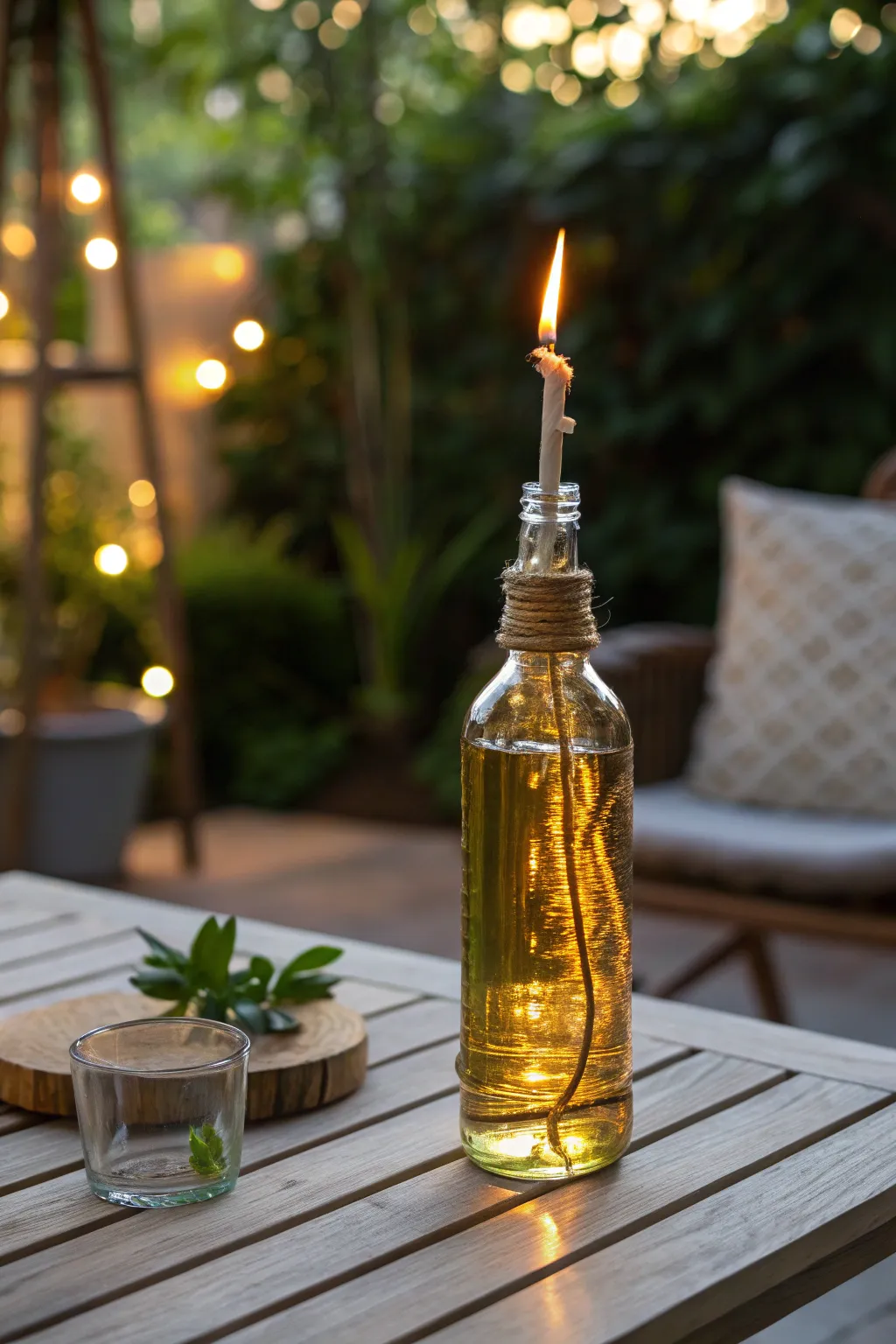 Illuminate your garden with the rustic elegance of a homemade bottle torch.