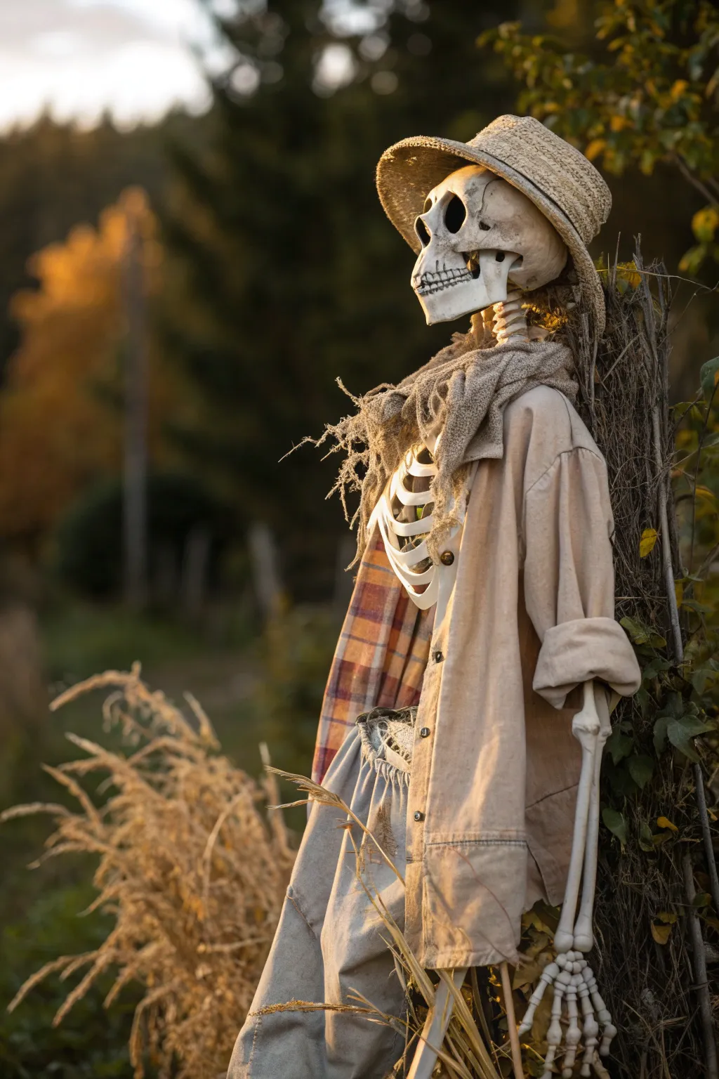 Elevate your Halloween decor with a chic Skeleton Scarecrow—where simplicity meets spookiness!