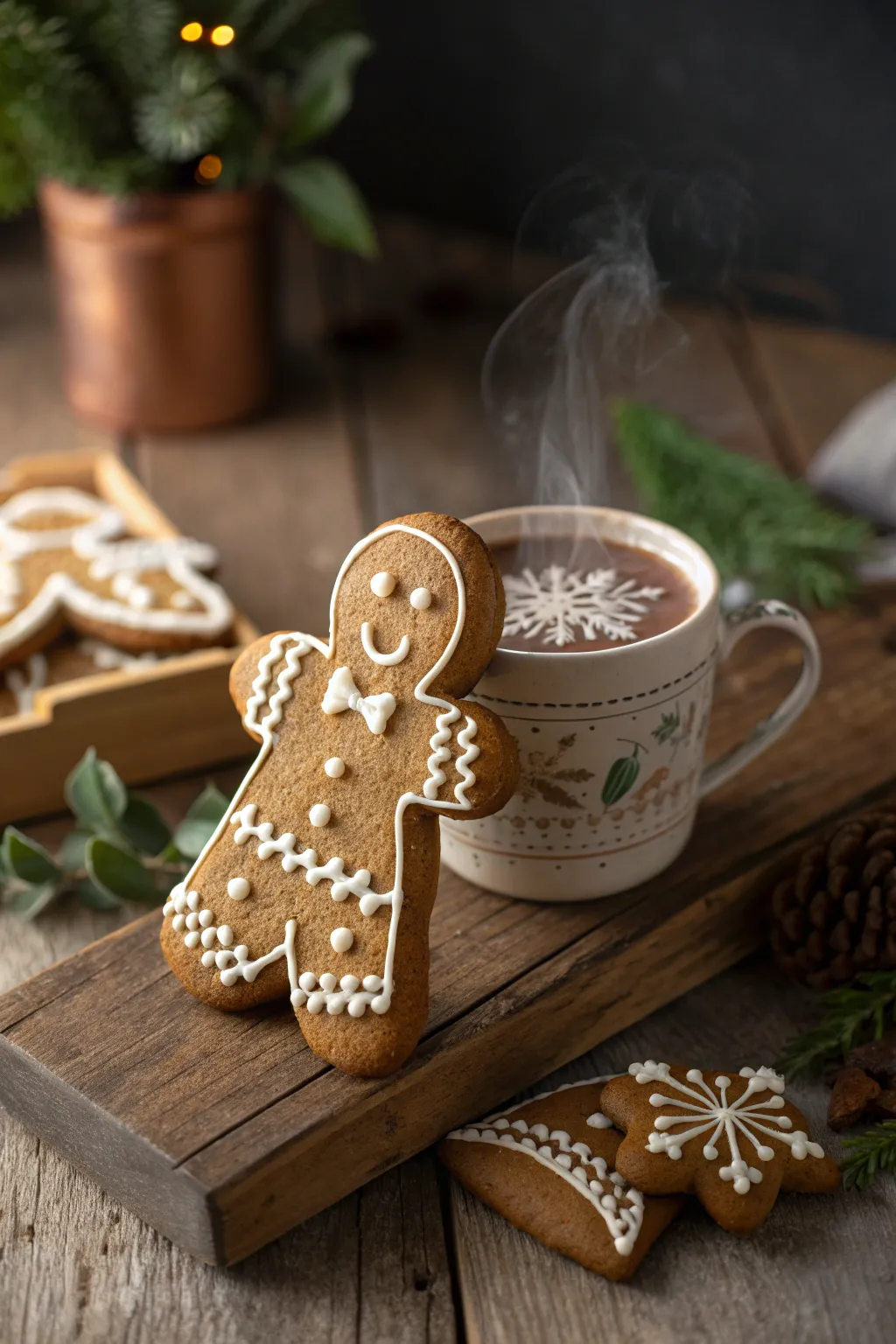 Charming gingerbread cocoa holders: a sweet touch of handcrafted holiday joy.