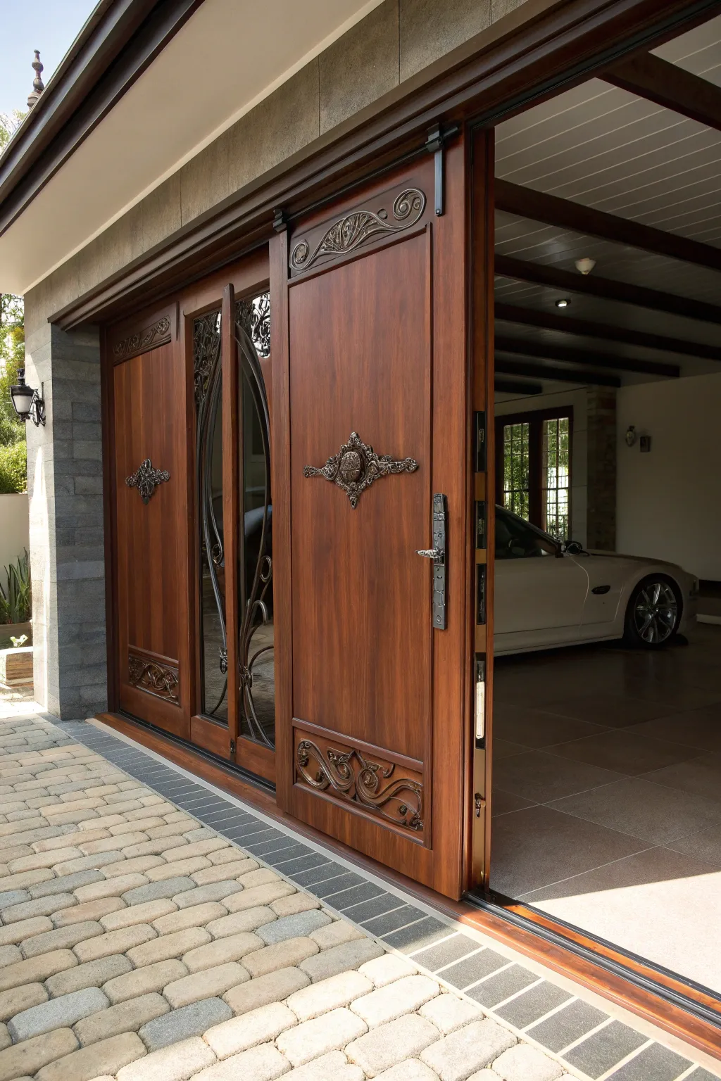 Elevate your carport with the timeless charm of handcrafted sliding doors.