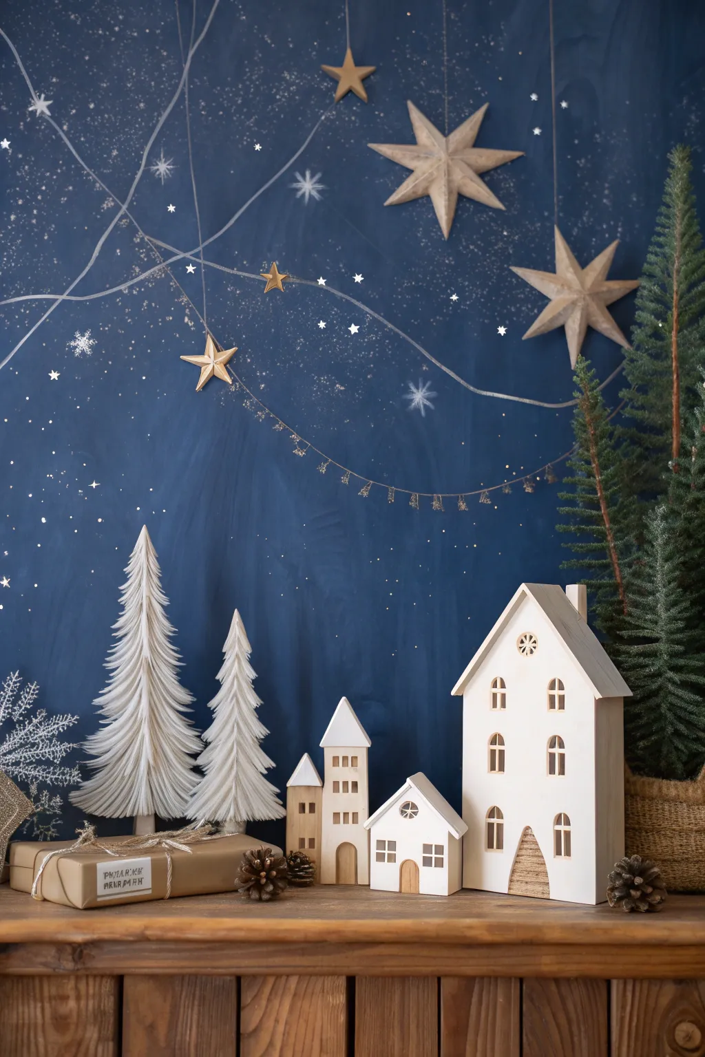 Create your own Christmas magic with a stunning night sky backdrop, bringing warmth and wonder to your village scene.