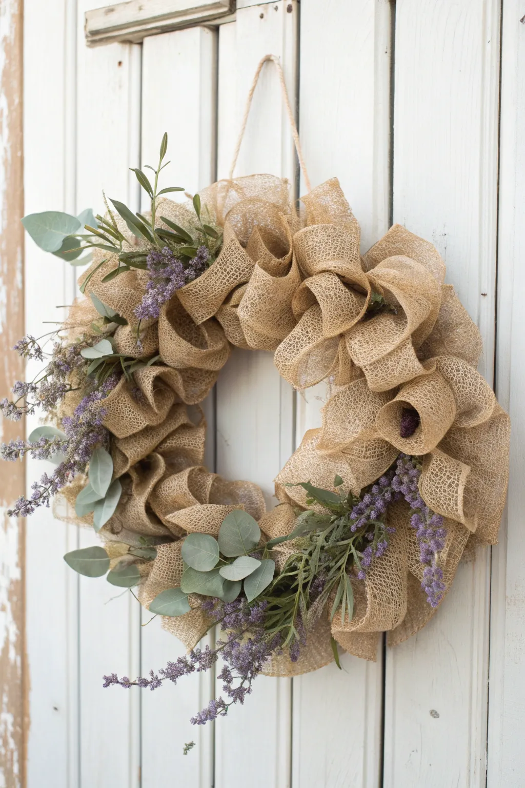 Embrace Rustic Elegance: A Deco Mesh Wreath That Captivates with Simplicity and Natural Beauty.