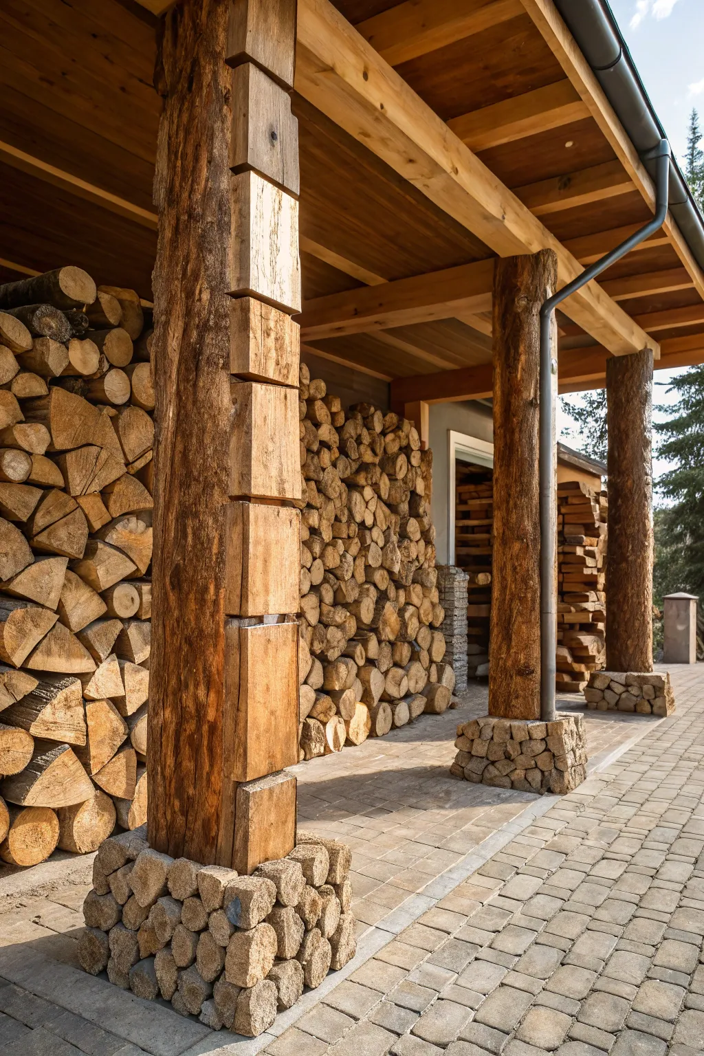 Master the art of firewood stacking with these expertly crafted end pillars.