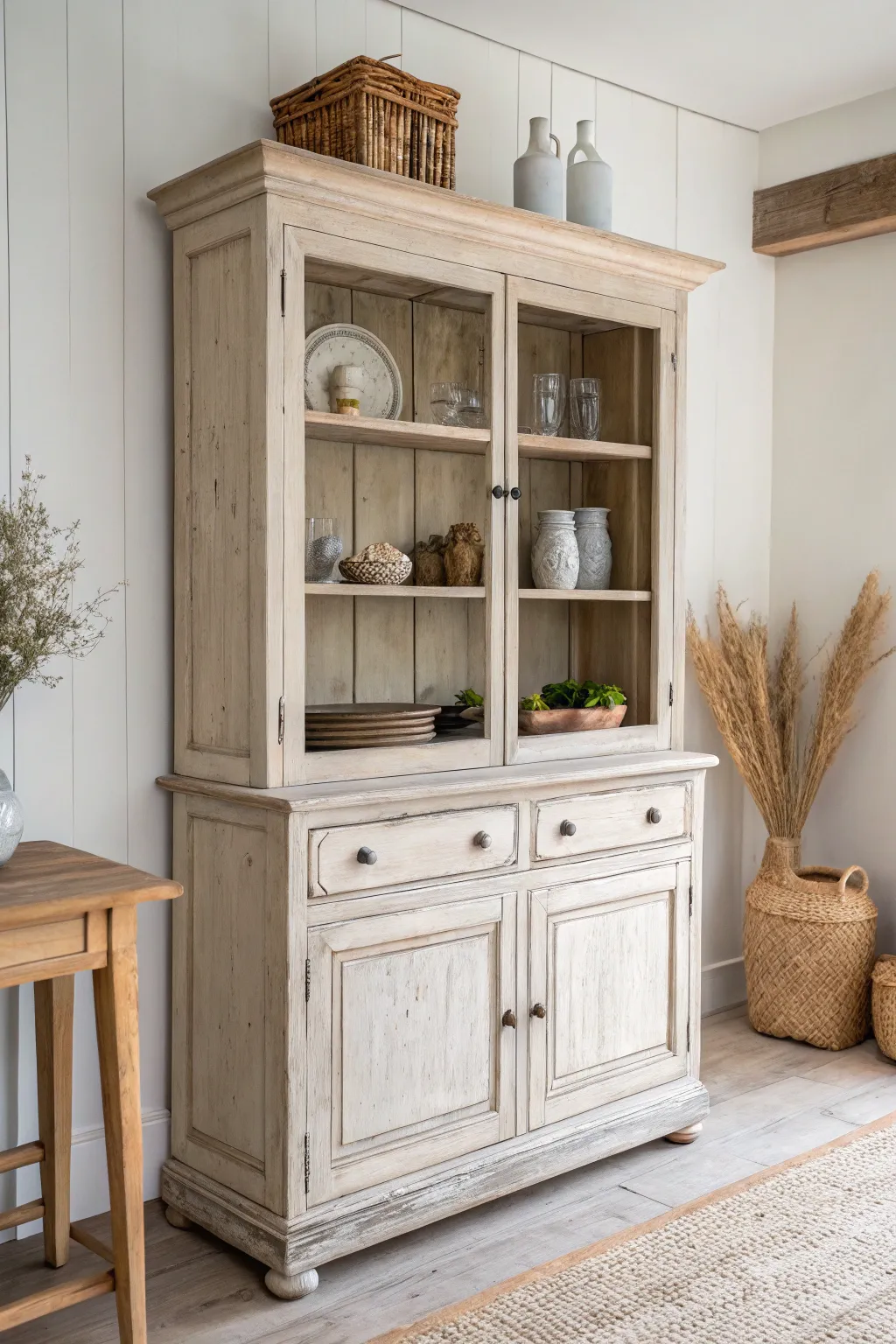 Rediscover rustic charm with a Scandinavian twist—your perfect farmhouse hutch makeover.